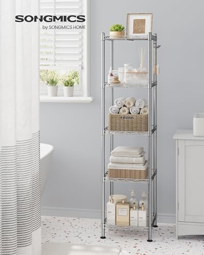 SONGMICS 5-Tier Bathroom Shelf, Storage Rack for Small Space