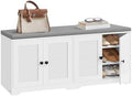 VASAGLE 3-Tier Shoe Storage Bench with Cushion, 14 x 47.6 x 20.7 Inches