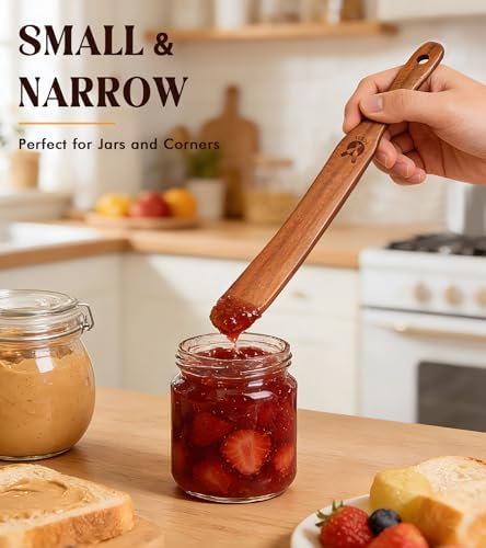2 PCS Spurtle for Sourdough Starter, Wooden Stirring Spatula for Jar Bottom