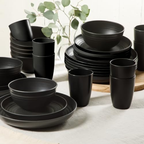 Gibson Home Plates and Bowls Set, 32 Piece Wheat Straw Dinnerware for 8