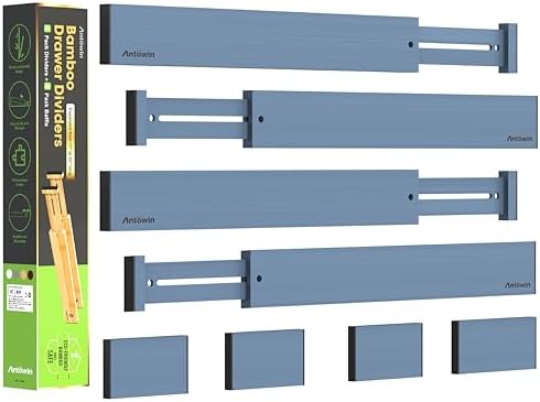 ANTOWIN Expandable Bamboo Drawer Dividers, Fits 17.6-21.6" Drawers