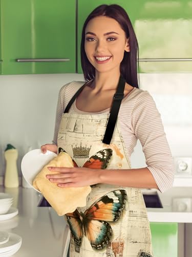 Bencailor 6 Pcs Vintage Floral Butterfly Aprons Gift for Women with Pockets