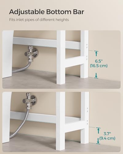 SONGMICS 3-Tier Bamboo Over The Toilet Storage, Adjustable Shelf, 66.9''H