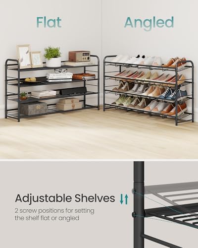 SONGMICS 4-Tier Long Stackable Metal Shoe Rack, Holds Up to 20 Pairs