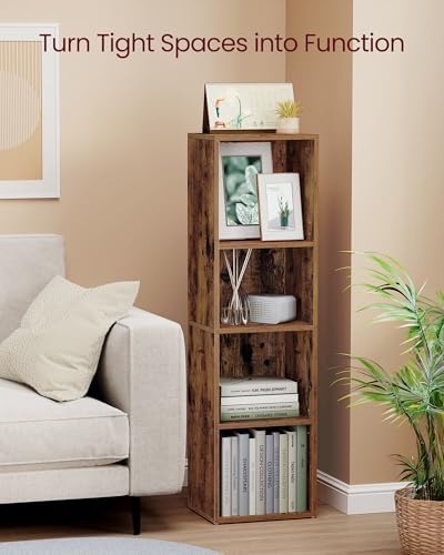 VASAGLE Bookshelf, 4-Tier Bookcase, 11.8 x 9.4 x 41.7 Inches