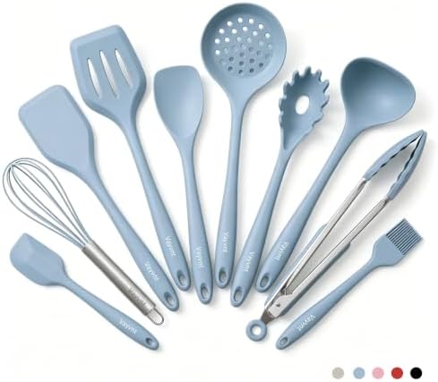 Vayvnt Silicone Cooking Utensil Set, 10PCS Utensils for Non Stick Pan, Blue