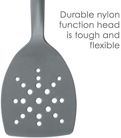 Rachael Ray Tools and Gadgets Spoon, Slotted and Solid Turners Set/ Cooking Utensils - 3 Piece, Gray