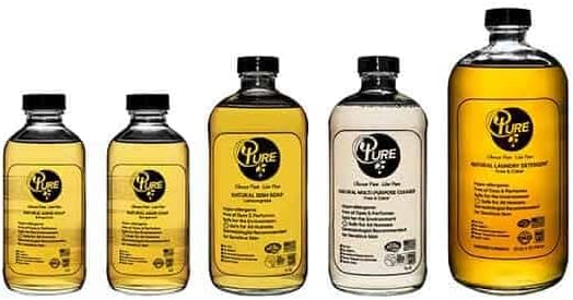 Pure Natural Cleaners Variety Pack Free & Clear Laundry Detergent, Liquid Hand Soap, Multi-Surface Cleaner, DishSoap, Plant-Based Products, Eco-Friendly, Biodegradable, Free of Harmful preservatives