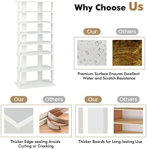 COSTWAY 7 Tiers Shoe Rack, Patented Shoe Organizer (White)