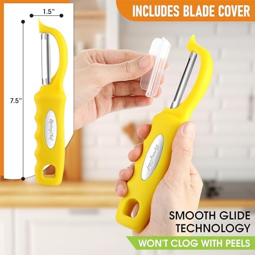 Spring Chef Swivel Potato Peeler for Kitchen with Soft Grip Handle, Yellow