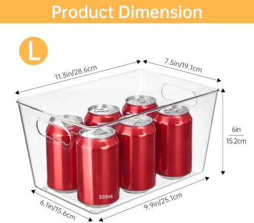 YIHONG 8 Pack Clear Storage Bins, Pantry Organizer Bins with Handle, Large