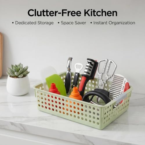 13-Piece Kitchen Gadget Set (Includes Storage Basket) — Features Kitchen Shears, Garlic Press, Knife Sharpener, Julienne Peeler, Standard Peeler, Anti-Scald Tongs (13 PCS)
