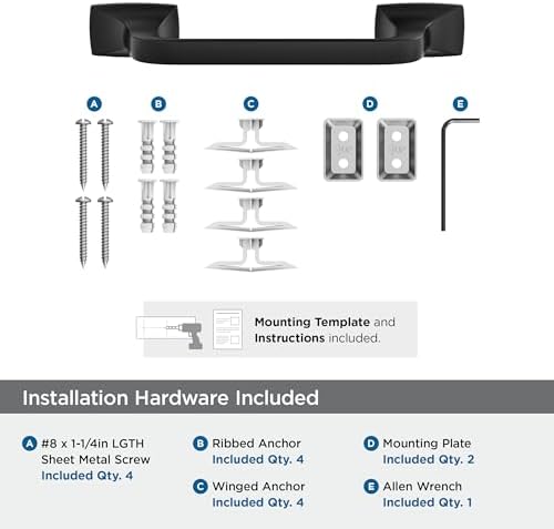 Amerock Highland Ridge Matte Black 9 inch (229 mm) Center-to-Center Towel Bar, BH36015MB