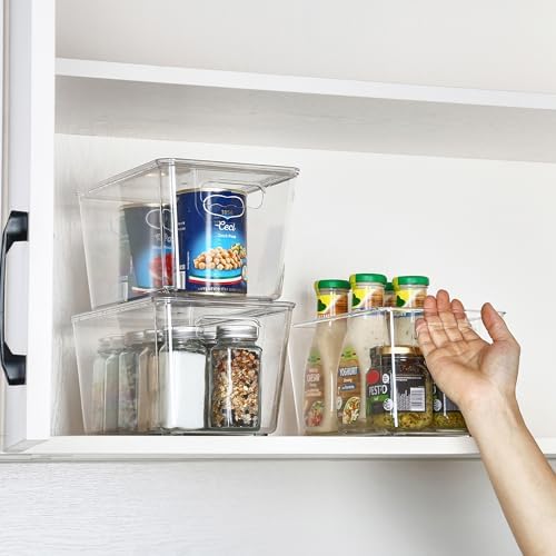 Vtopmart 1 Pack Clear Stackable Storage Bins with Lids and Handles, Medium