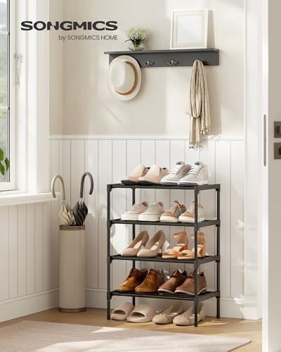 SONGMICS Shoe Rack, 4-Tier Stackable Metal Shoe Organizer, 17.7" Wide