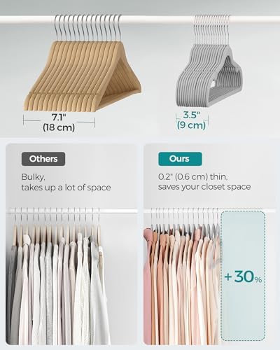 SONGMICS Velvet Hangers 50 Pack, Non-Slip Clothes Hangers, Space-Saving