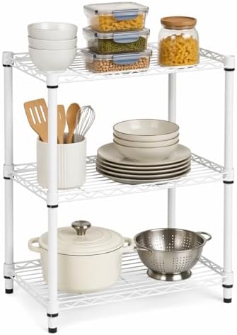 Honey-Can-Do 3-Tier White Wire Shelf, NSF, 250 lb/Shelf, 14x24x30 in