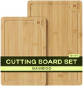 ROYAL CRAFT WOOD Wooden Cutting Boards for Kitchen Meal Prep & Serving - Bamboo Wood Serving Board Set with Deep Juice Groove Side Handles - Charcuterie & Chopping Butcher Block for Meat