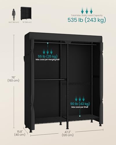 SONGMICS Closet Organizers and Storage, Clothes Rack with Shelves