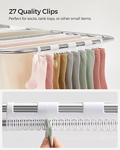SONGMICS Clothes Drying Rack, Foldable Space-Saving Steel Laundry Rack