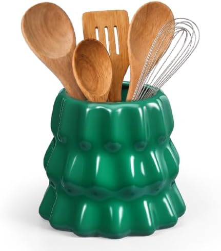 Yungyan Ceramic Christmas Tree Shaped Utensil Holder Kitchen Accessories