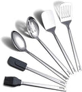 Cooking Spoon, Berglander 6 Pieces Spatula Set Stainless Steel, Metal Spatula, Serving Spoon, Kitchen Tools Set Non-Stick And Heat Resistant, Dishwasher Safe, Easy to Clean (6 Packs)