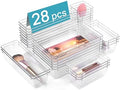 Vtopmart 28 Pack Clear Drawer Organizer Bins, 4 Sizes Storage Trays