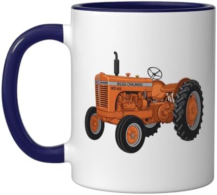 Vintage Allis-Chalmers WD 45 Classic Tractor Ceramic Mug, Dark Blue/White, 11oz