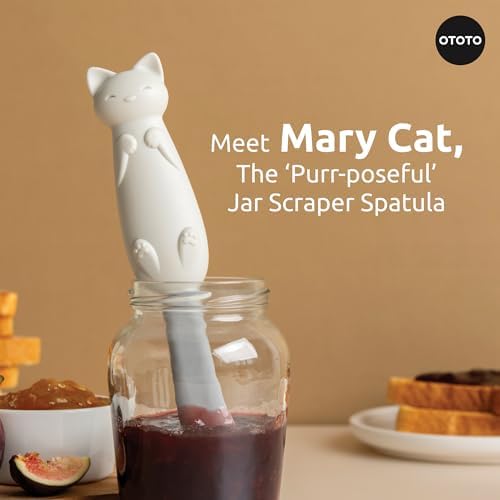 OTOTO Jar Scraper Spatula - Silicone Scraper, Cute Kitchen Accessories, Unique Fun Cooking Kitchen Gadgets for Foodies - BPA-free & 100% Food Safe (Mary Cat)