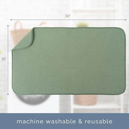 S&T INC. Dish Drying Mat, 18" x 30", Jumbo, Sage Green