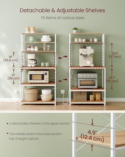 VASAGLE Coffee Bar, 31.5 Inches 6-Tier Baker's Rack with 6 Hooks