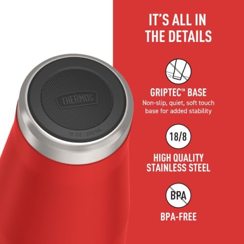 THERMOS ICON SERIES, Stainless Steel Tumbler with Slide Lock, 18 Ounce, Crimson