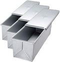 USA Pan Pullman Loaf Pan with Cover, Large w Set of 2, 13 x 4 (Pack of 3)