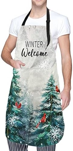 Giwawa Apron Unisex Resistant 33 x 28 inches with 2 Pockets Cooking Kitchen Aprons Suitable for BBQ Grill Drawing Haircut