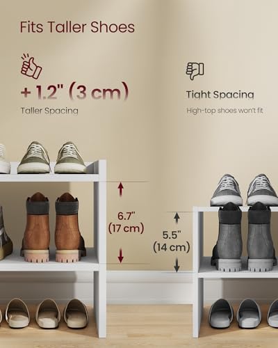 VASAGLE CUSTOS Collection - Shoe Rack for Closet, Stackable Shoe Organizer Shelf for Entryway, 2 Tiers, 11.7 x 32.3 x 14.2 Inches, White ULBS060WZ01S
