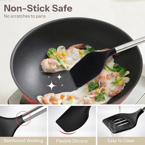 NCUE 28-Piece Silicone Kitchen Utensils Set with Stainless Steel Handles