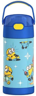 THERMOS FUNTAINER Water Bottle with Straw - 12 Ounce - Kids Stainless Steel Vacuum Insulated Water Bottle with Lid, Minions