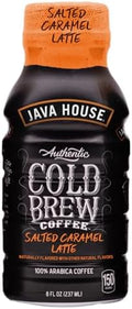 Java House Cold Brew Coffee Ready to Drink Bottles - Salted Caramel Latte - Pack of 12 8oz Bottles - 100% Arabica Coffee