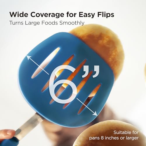 Kitchen Mama WaltzGrip Platinum Silicone Pancake Spatula Turner, Blue