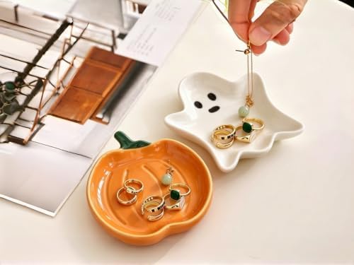 Ceramic Spoon Rest for Stove Top, Halloween Pumpkin Cute Spoon Rest for Kitchen Counter, Cooking Spoon Holder for Kitchen Counter, Utensil Rest Spatula Rest Ladle Holder Tong Rest (Orange)