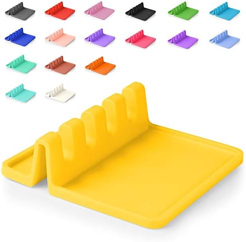Zulay Kitchen Silicone Utensil Rest with Drip Pad for Multiple Utensils - BPA-Free, Heat-Resistant Spoon Rest & Spoon Holder for Stove Top - Kitchen Utensil Holder for Ladles & Tongs - Yellow