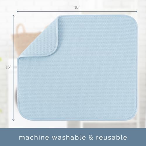 S&T INC. Dish Drying Mat, 16" x 18", Large, Sky Blue