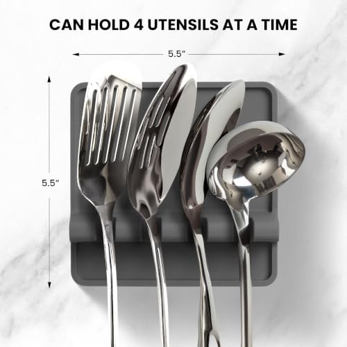 Zulay Silicone Utensil Rest - BPA-Free, Durable Spoon Rest with Drip Pad - Heat-Resistant Spoon Rest for Stove Top - Spoon Rest for Kitchen Counter - Kitchen Gadgets & Kitchen Utensils Holder - 2 Pack
