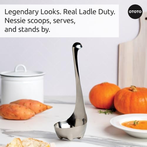OTOTO The Original Nessie Stainless Steel Ladle - Soup Ladle, Cute Gifts, Funny Kitchen Gadgets, Loch Ness design, Cooking Gifts, BPA Free