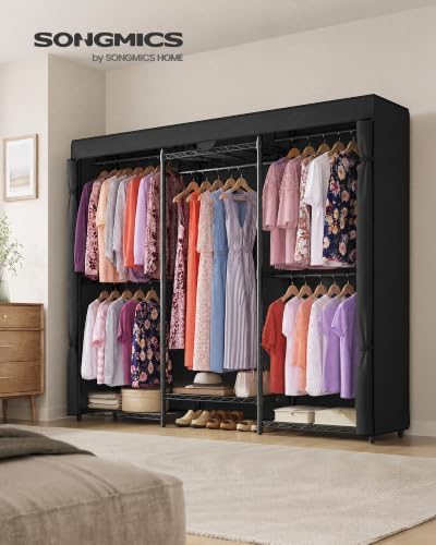 SONGMICS Closet Organizers and Storage, Clothes Rack with Shelves