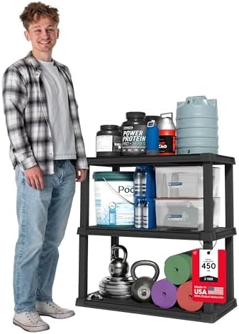 IRIS USA Plastic Storage Shelves |Made in USA| 38"H x 36"W x 18"D - Black