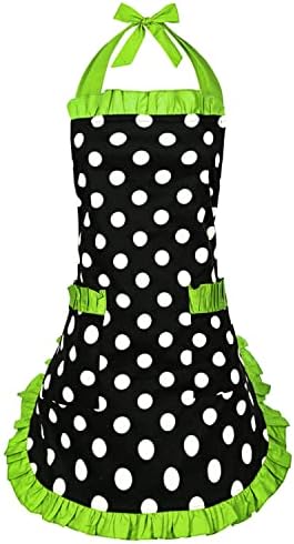 Violet Mist Vintage Apron Pockets Women Cute Polka Dot Retro Stylish Apron