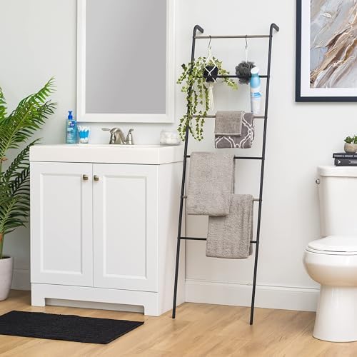IRIS USA Garment Ladder Clothes Rack, Space Saving, Black