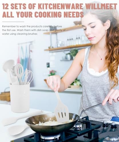 White Kitchen Utensils Set-12 Pieces Silicone Cooking Utensils Set