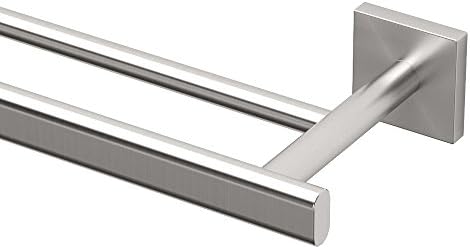 Gatco 4074 Elevate Double Towel Bar, Satin Nickel/Wall Mounted 24 Inch Double Towel Holder Rack for Bathroom